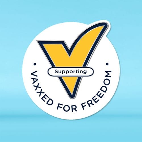 COVID-19 Window Decal - Die-Cut V-Tick Supporting Vaxxed for Freedom