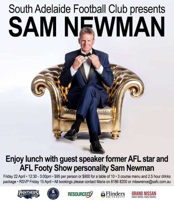 Sam Newman is Coming to South!