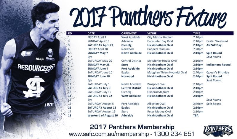 2017 South Adelaide Fixture Revealed