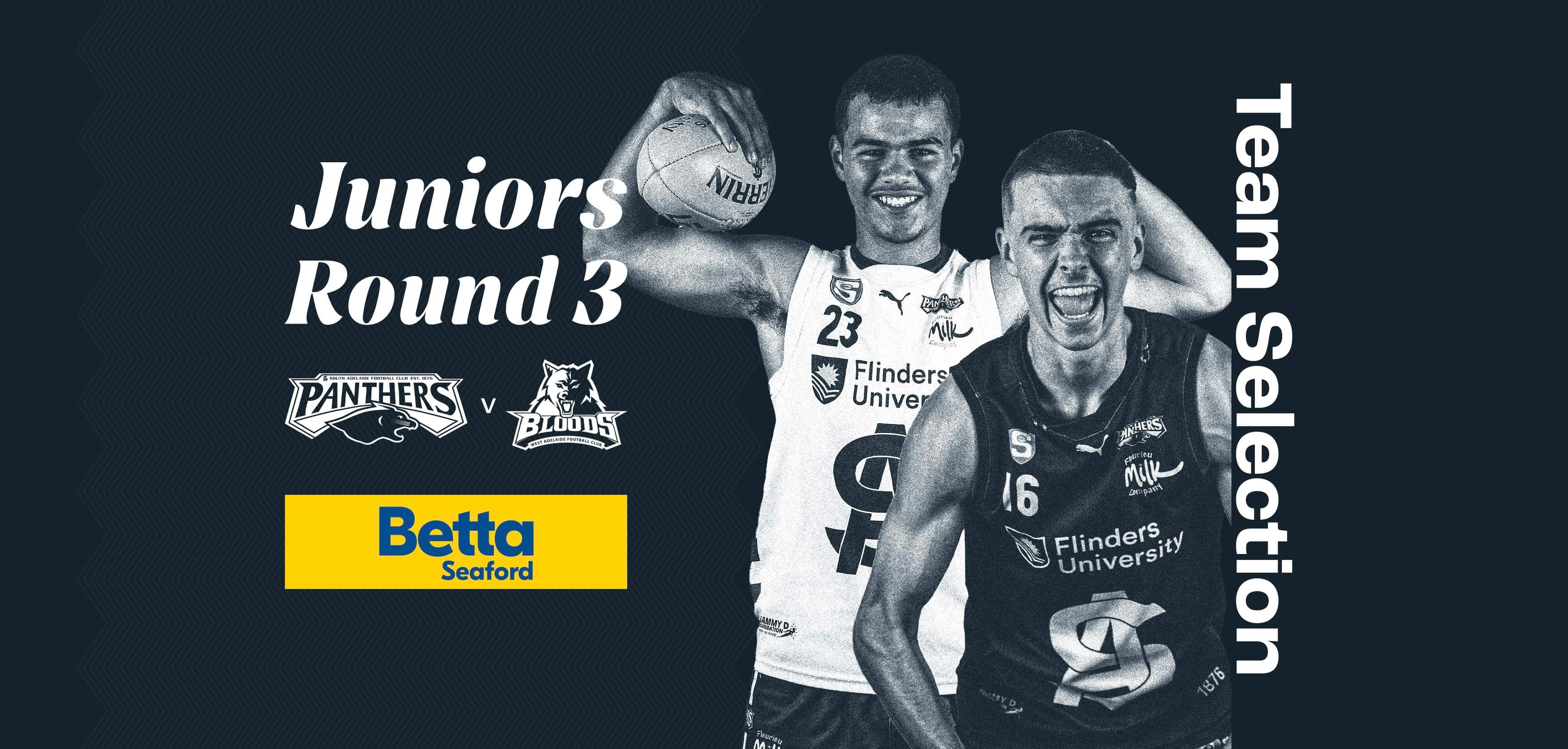 BETTA Team Selection: Juniors Round 3 v West Adelaide BETTA Team Selection: Juniors Round 3 v West Adelaide