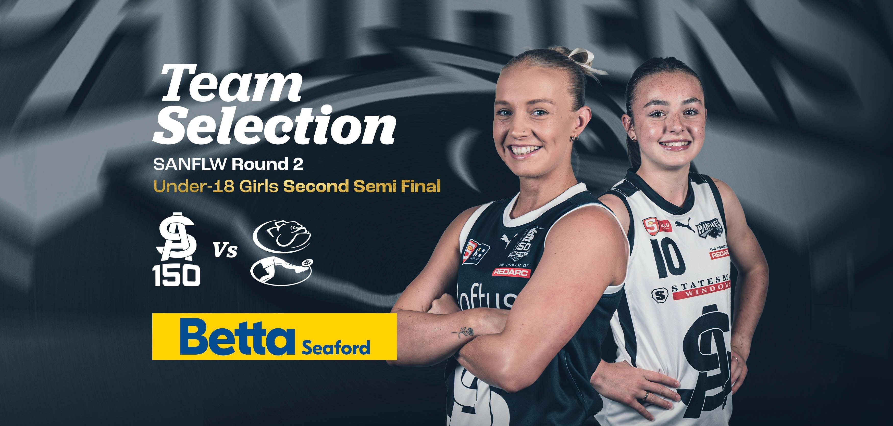 BETTA Team Selection: SANFLW Round 2 v Centrals & U18G SF2 v Norwood
