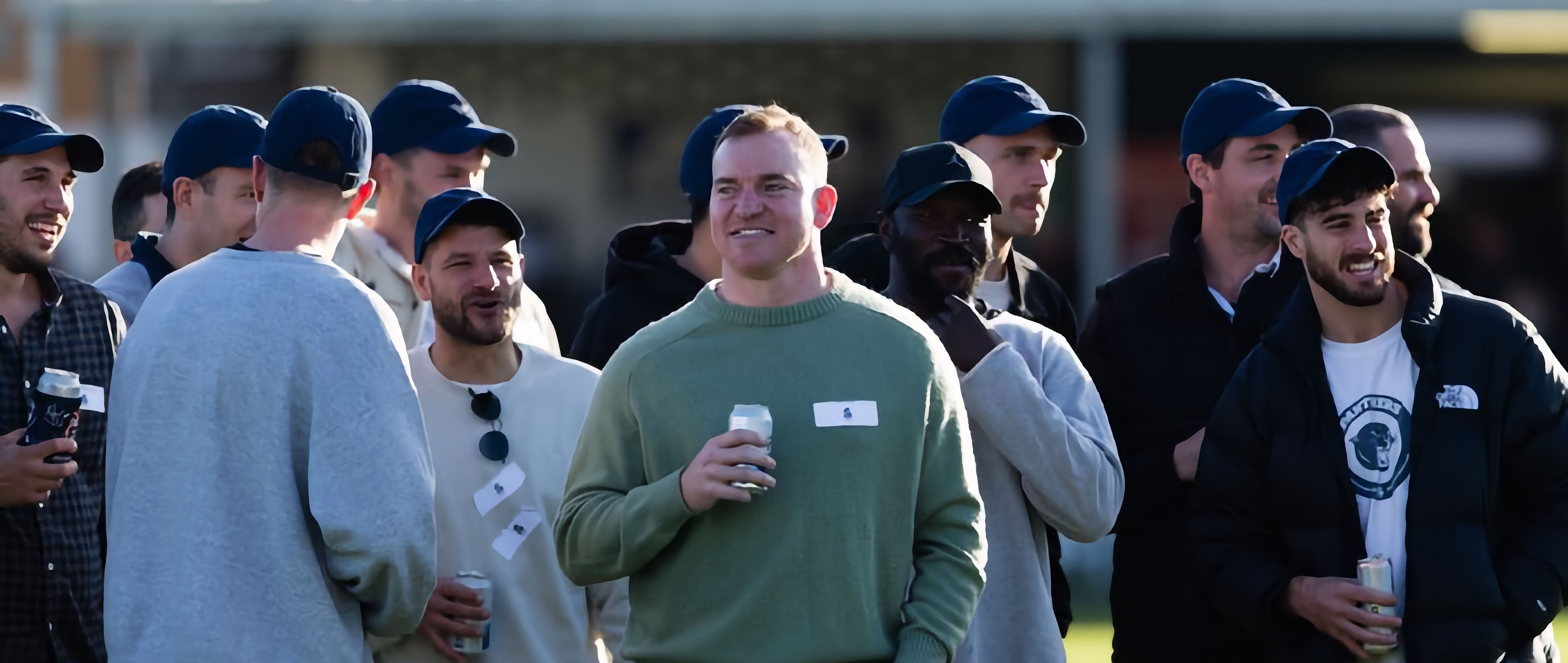 Players receiving their Baggy Blue at the club. PastPlayersandOfficials Image -6937b31a54161