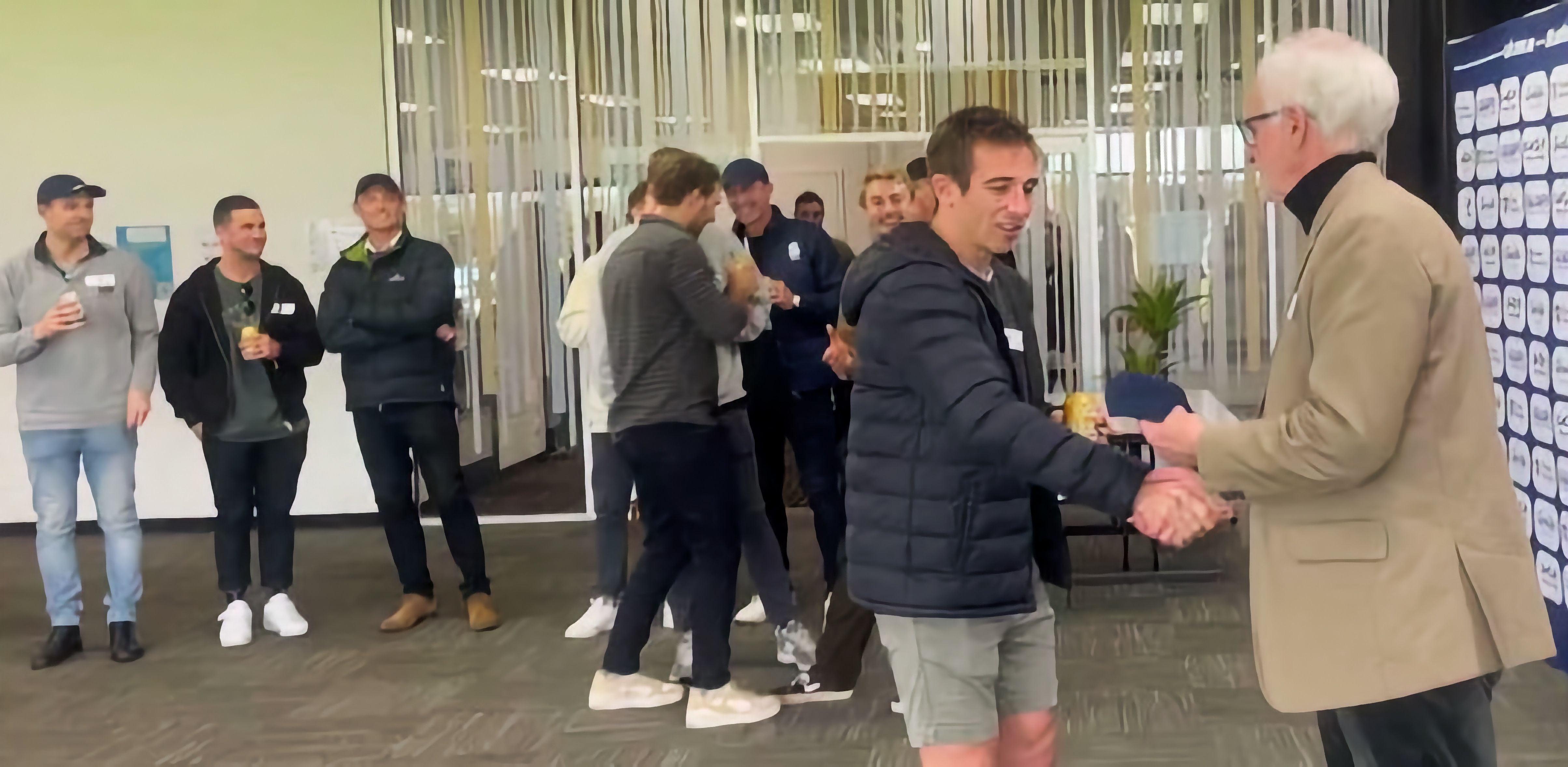 Joel Cross receiving his ‘Baggie Blue’ from Stuart Palmer PastPlayersandOfficials Image -6937b31de13ea