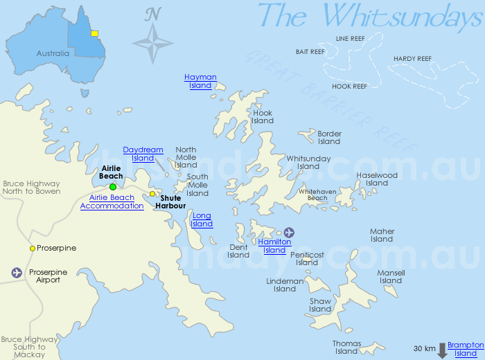 map of the southeast, Whitsundays