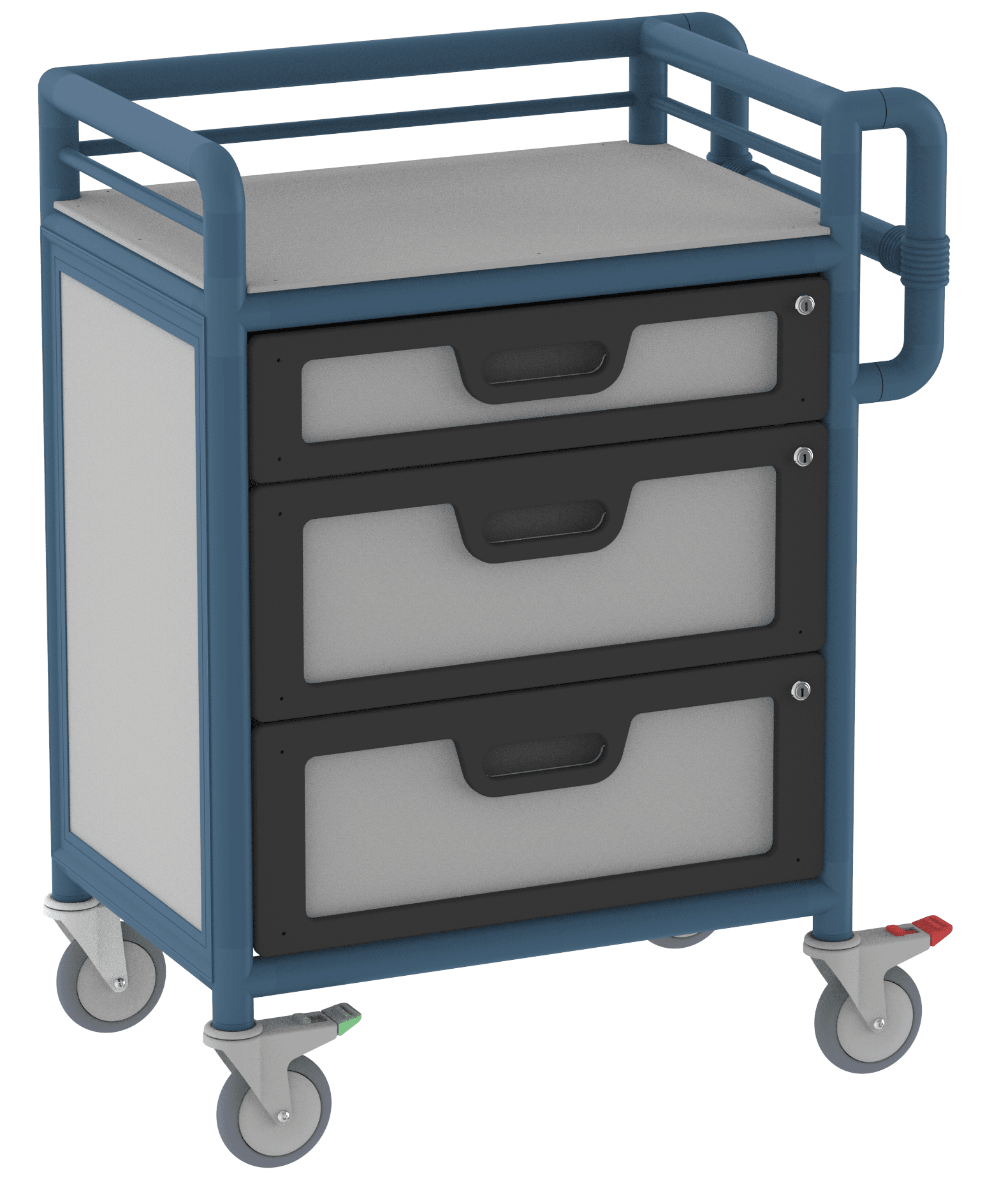 Lockable 3 Drawer Trolley