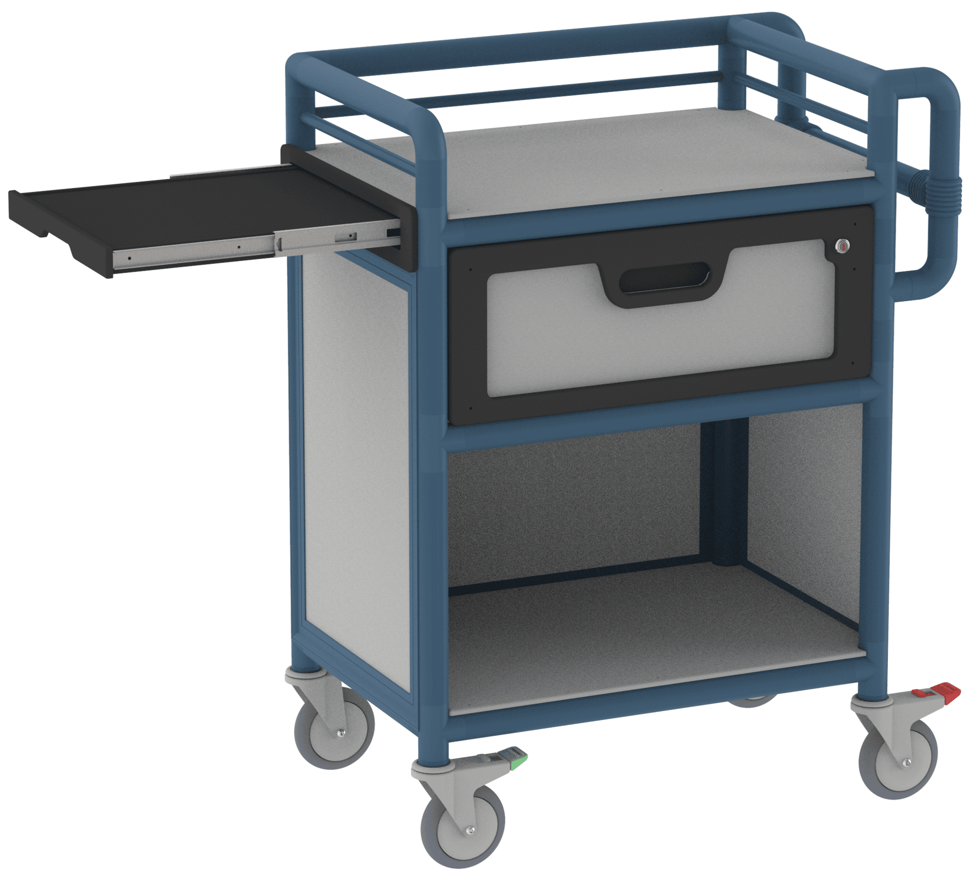 Lockable 1 Drawer Trolley with Slide Out Table