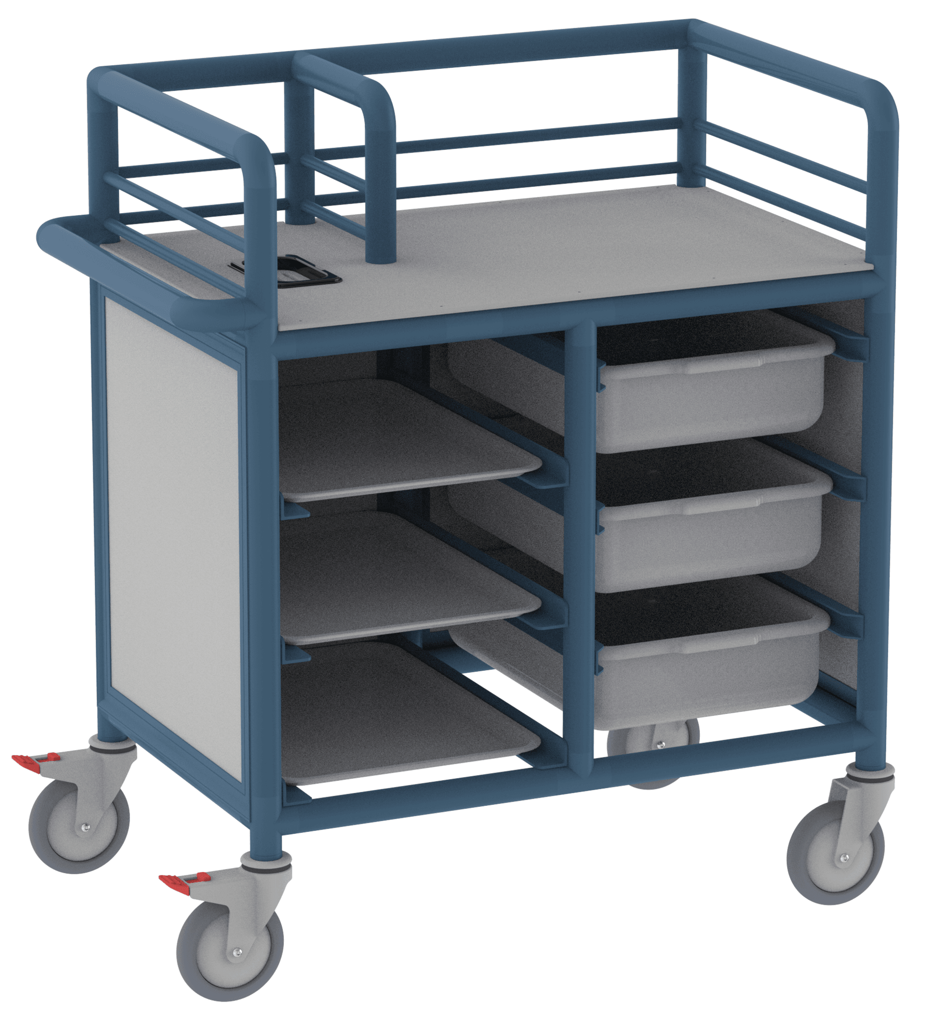Enclosed Single Urn Trolley with Trays and Tubs