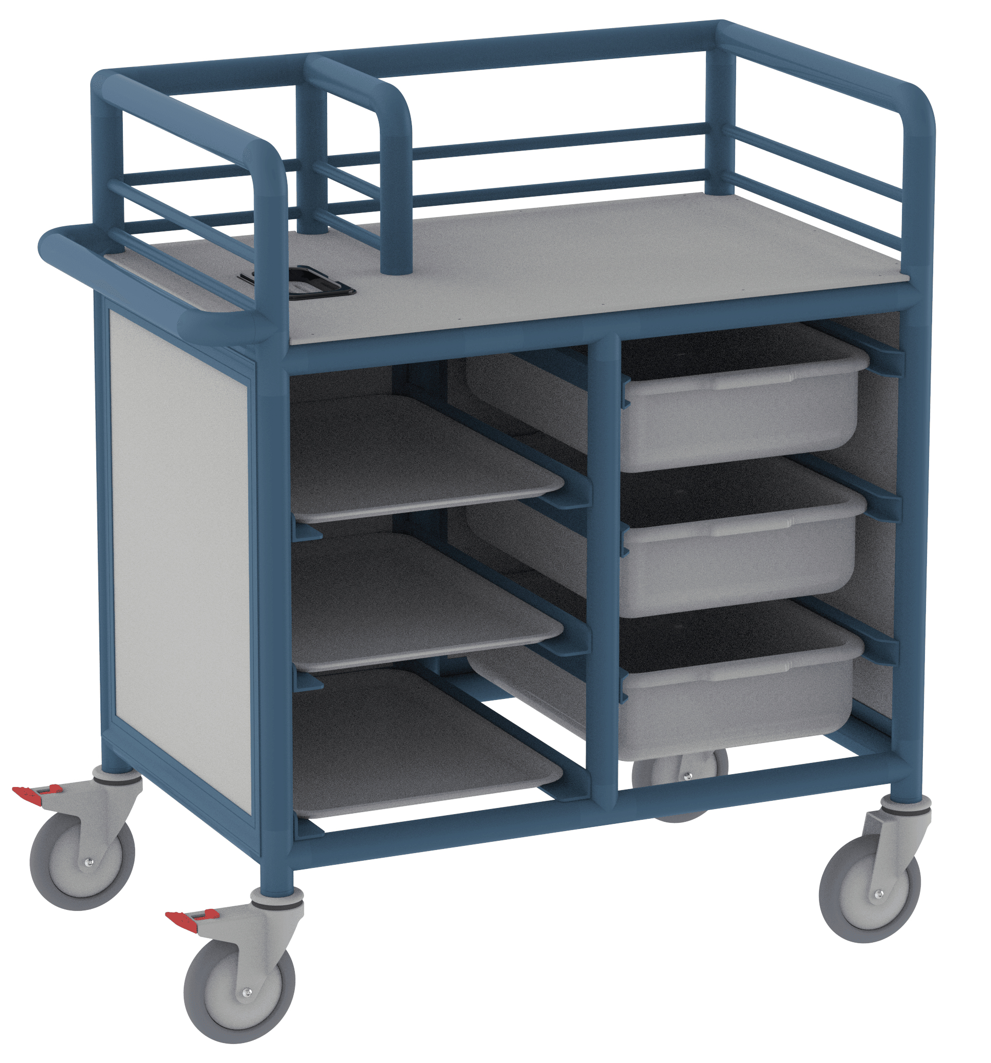 Enclosed Single Urn Trolley with Trays and Tubs