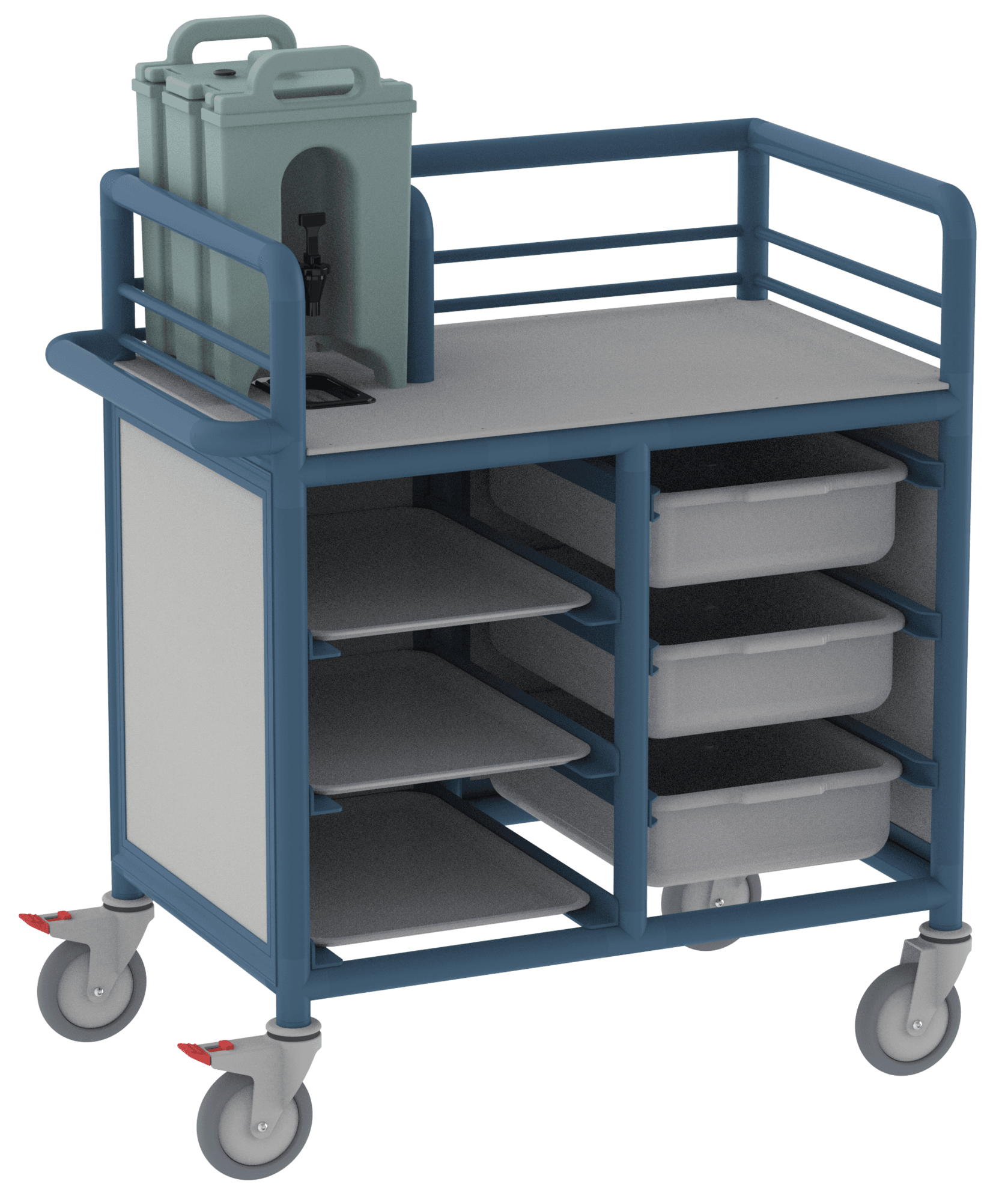 Enclosed Single Urn Trolley with Trays and Tubs