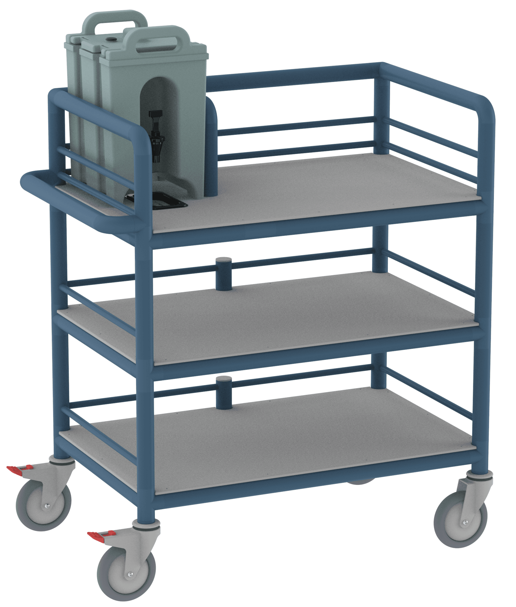 3 Shelf Single Urn Trolley with Guard Rails 3 Shelf Single Urn Trolley with Guard Rails