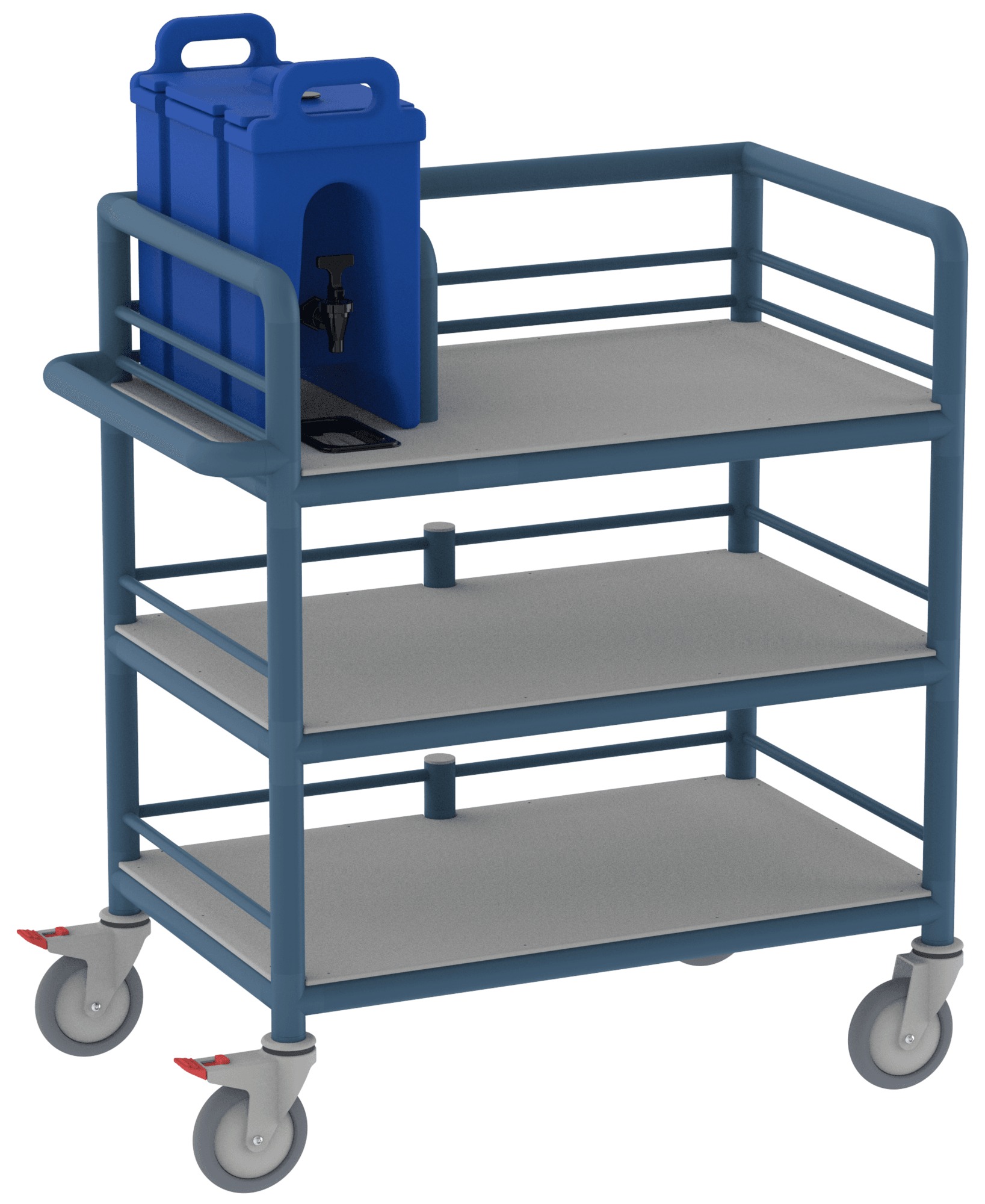 3 Shelf Single Urn Trolley with Guard Rails