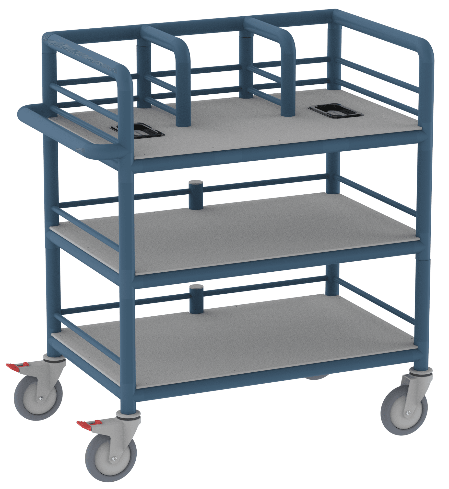 3 Shelf Double Urn Trolley with Guard Rails