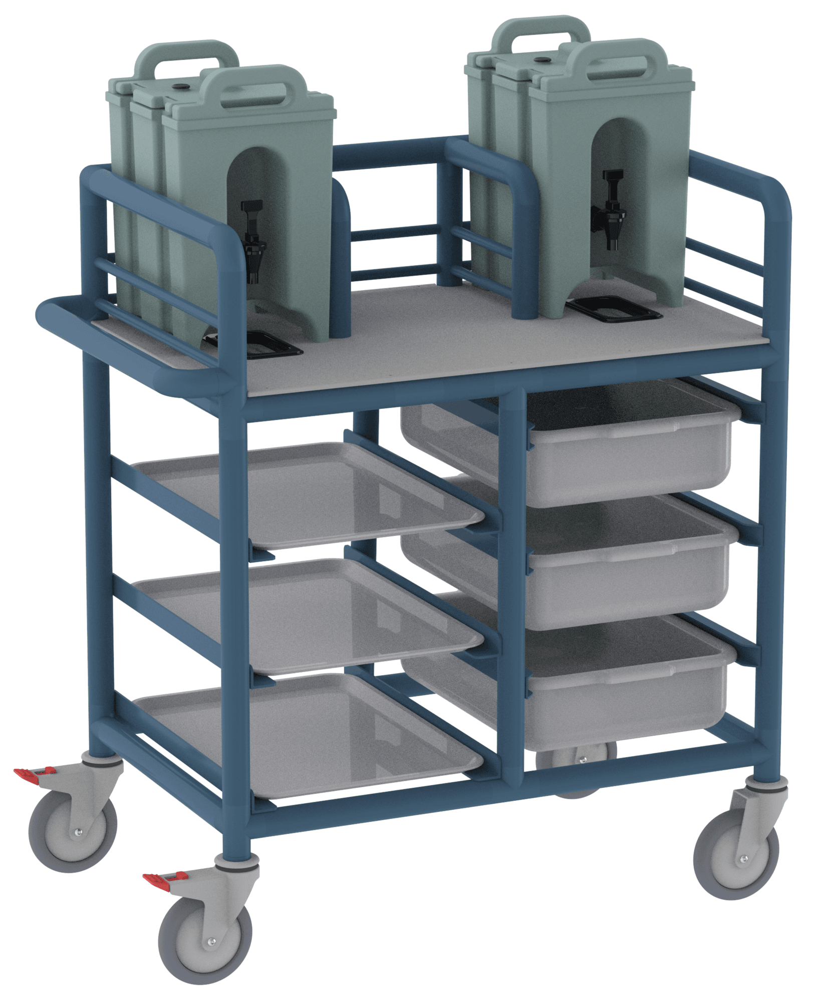 Double Urn Trolley with Trays and Tubs