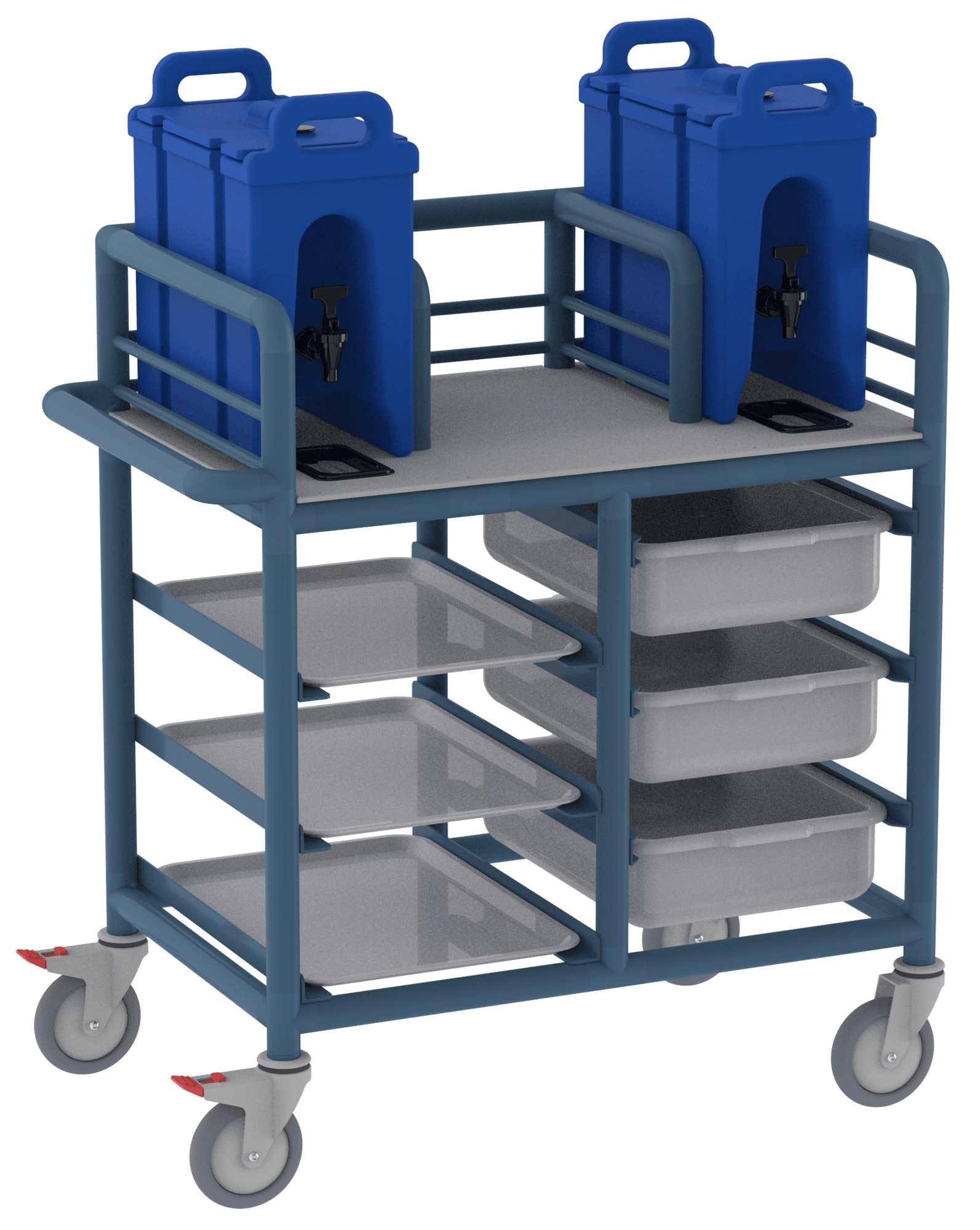 Double Urn Trolley with Trays and Tubs Double Urn Trolley with Trays and Tubs