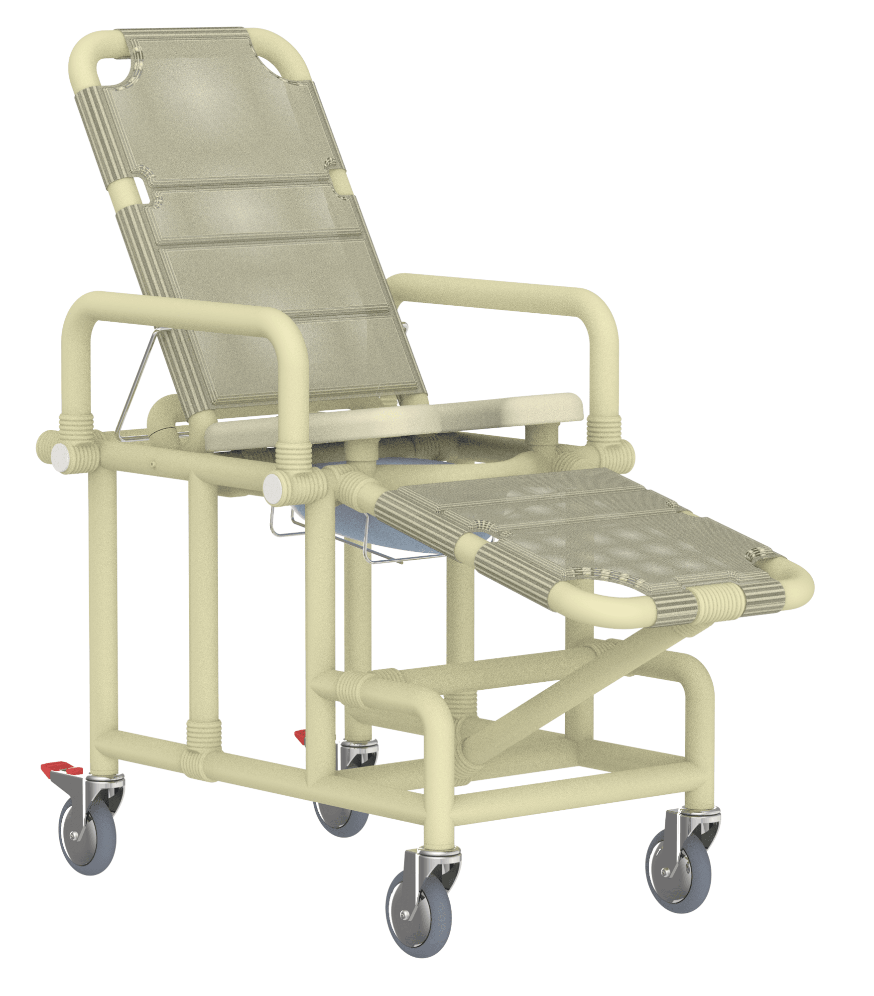 Mobile shower recliner with pan/pan holder Mobile shower recliner with pan/pan holder