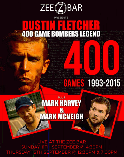 AFL Legends at Zeebar 11 & 15 Sept AFL Legends at Zeebar 11 & 15 Sept