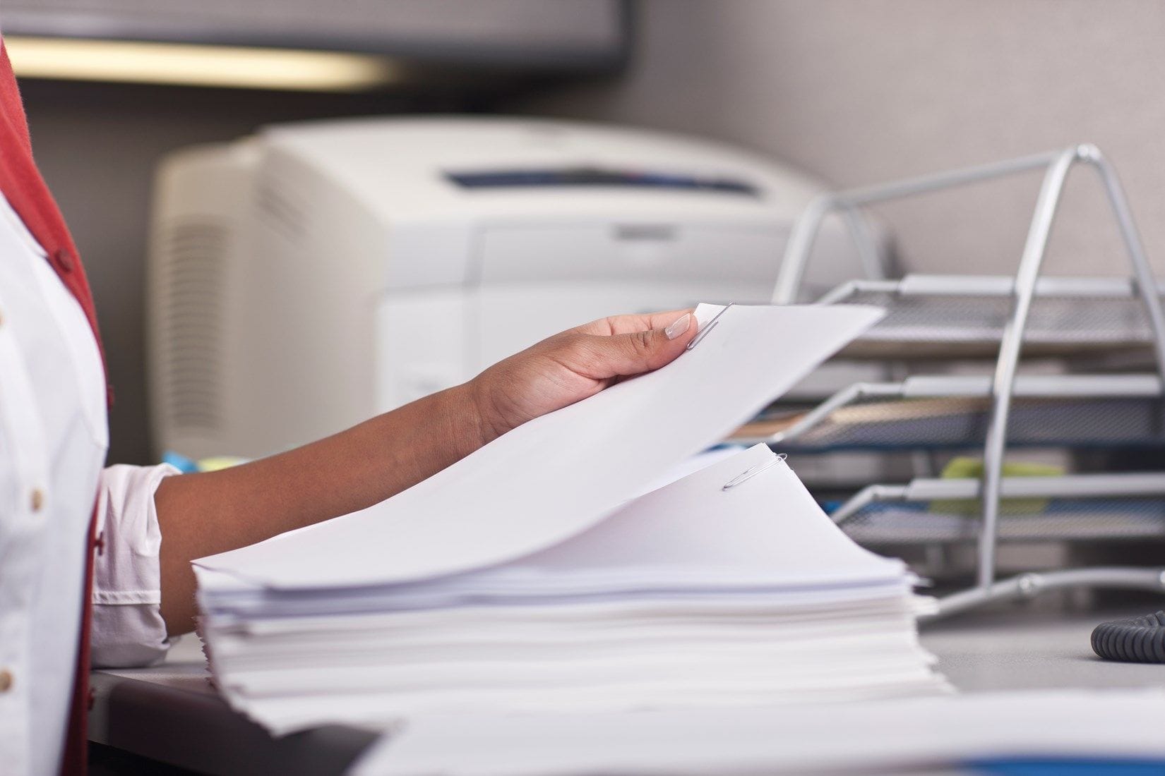 Processing paper in the office