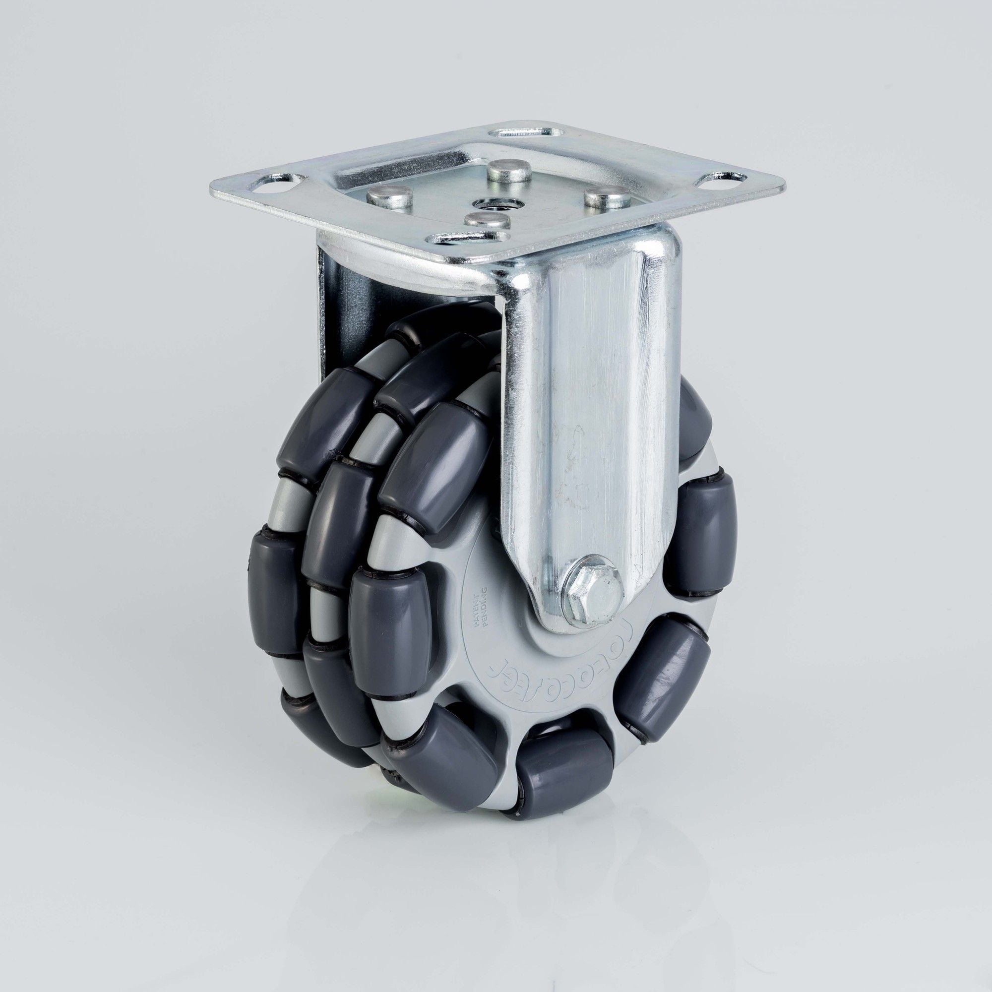 Rotacaster 125mm Triple (85A) polyurethane roller/- Formed Mount/- Top Plate