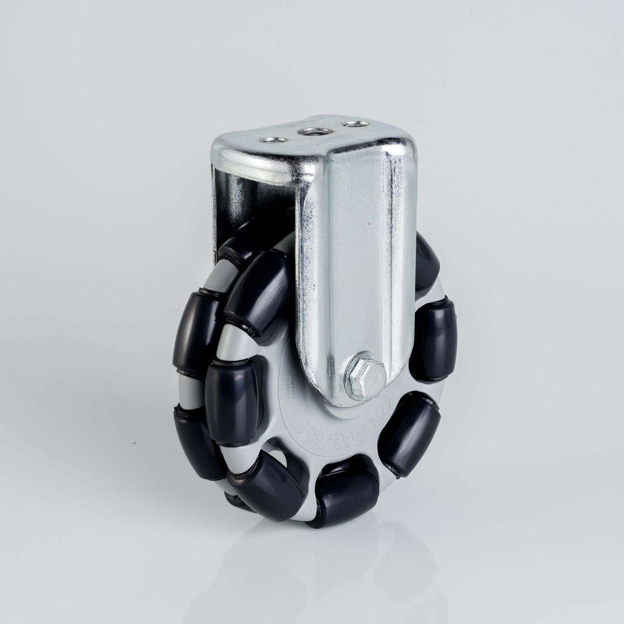 125mm Omni Wheel - Double Polyurethane Roller / Formed Mount (no top plate)