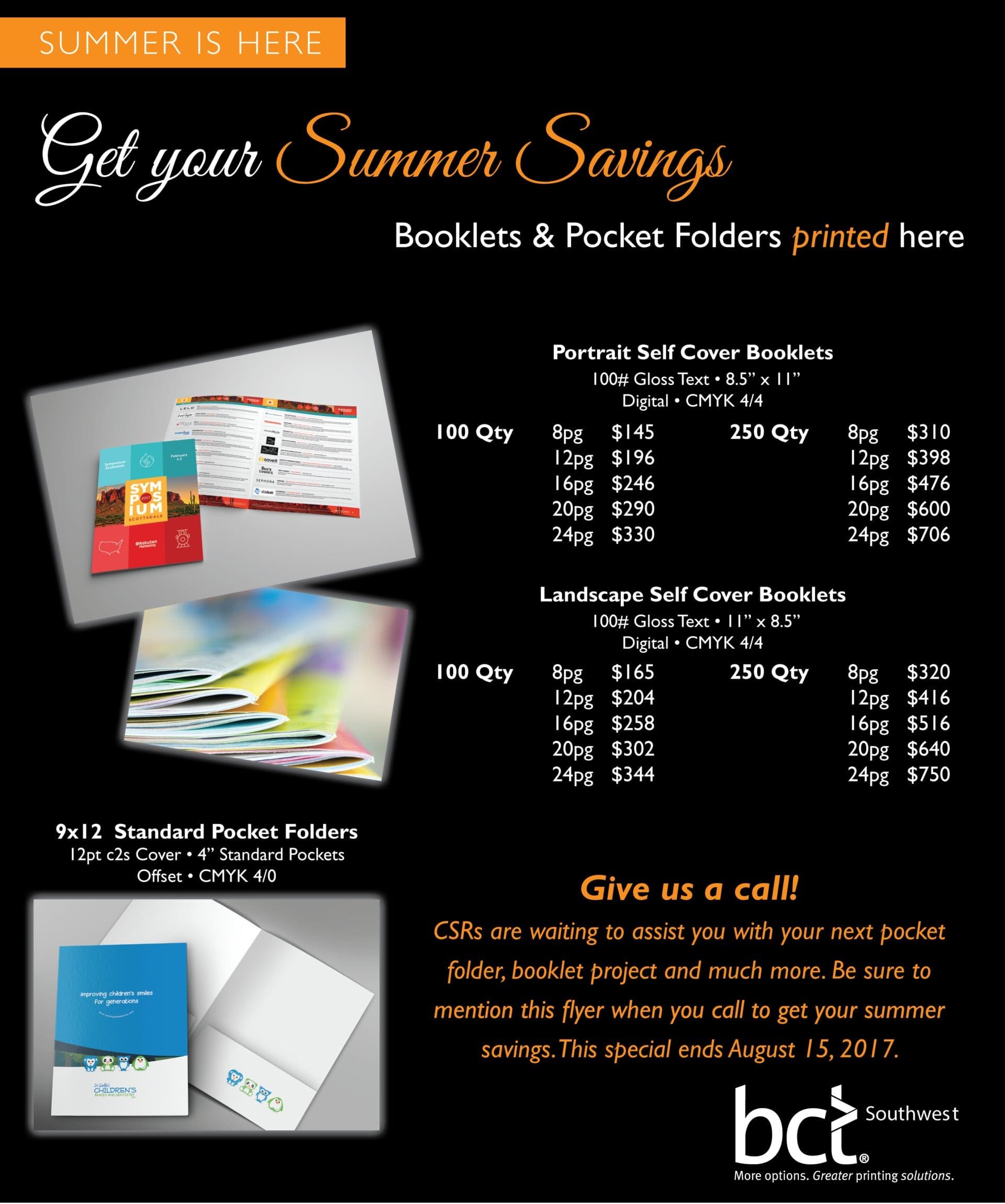 SUMMER IS HERE! Get your Summer Savings! Booklets & Pocket Folder printed here