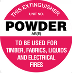 Sign - Fire Extinguisher Marker – Powder AB(E) (White) poly