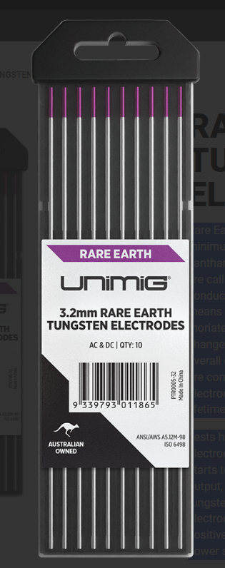 UniMig Rare Earth Tungsten Purple 1.6mm Pkt 10