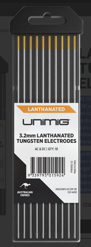 UniMig Lanthanated Tungsten Gold 1.6mm Pkt 10