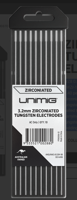 UniMig Zirconiated Tungsten White 1.6mm Pkt 10