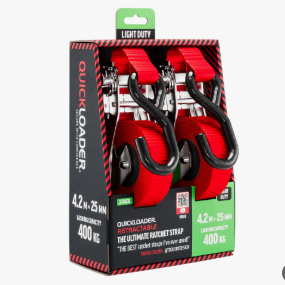 Quickloader Retractable Ratchet Strap 4.2m x 25mm 2-Pack