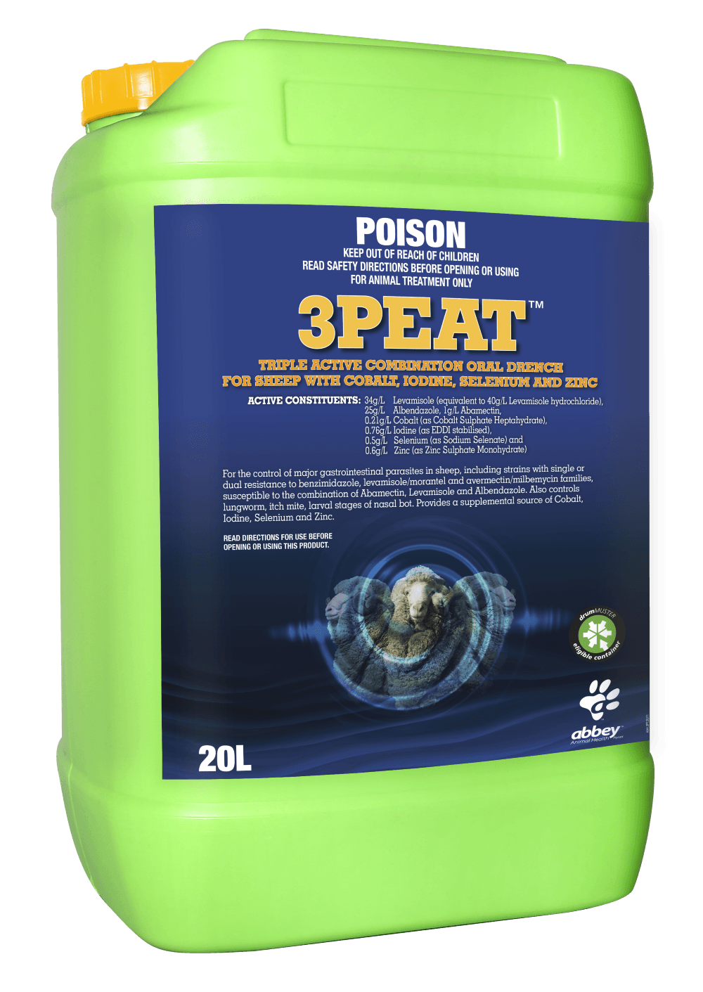3PEAT™ Triple Active Combination Oral Drench for Sheep with Cobalt, Iodine, Selenium and Zinc