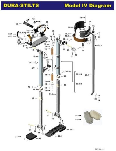 Dura Stilt IV Inner Flex Clamshell Leg Band w/Pad (buckle hook side)