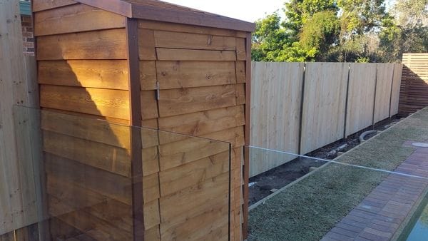 Galston pool filter shed & raised boundary fence