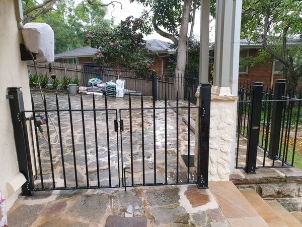 Re-purposed wrought-iron fence & gates_Pymble