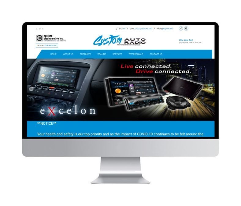 Custone Electromotive Inc. / Custom Auto Radio Whitby Website Designs Image -639783264f247