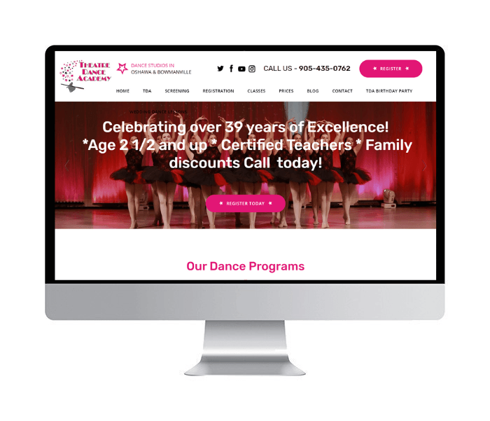 Theatre Dance Academy Oshawa Website Design Image -639b4ddd056ac