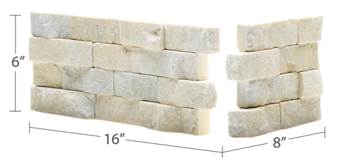 Staxstone Natural Stone Veneer - Rock Panel Ivory Quartz Corner Unit