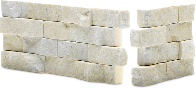 Staxstone Natural Stone Veneer - Rock Panel Ivory Quartz Corner Unit