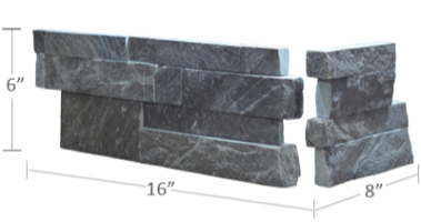 Staxstone - Norstone Natural Stone Veneer - XL Rock Panel Charcoal Corner