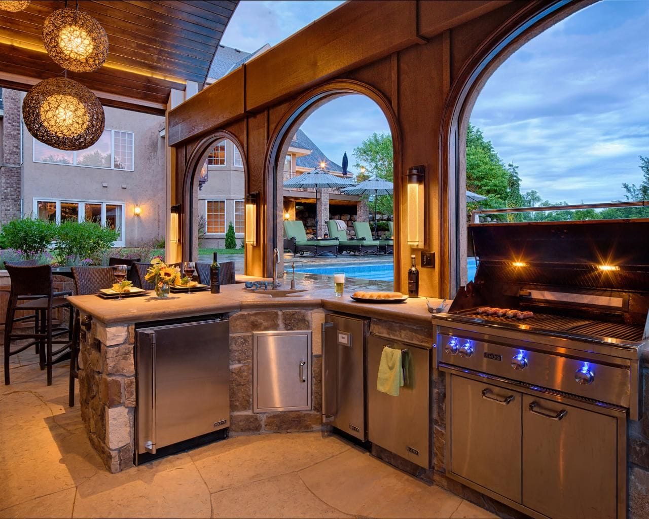 Pool House + Outdoor Kitchen Combo | Trimatrix Construction Inc.