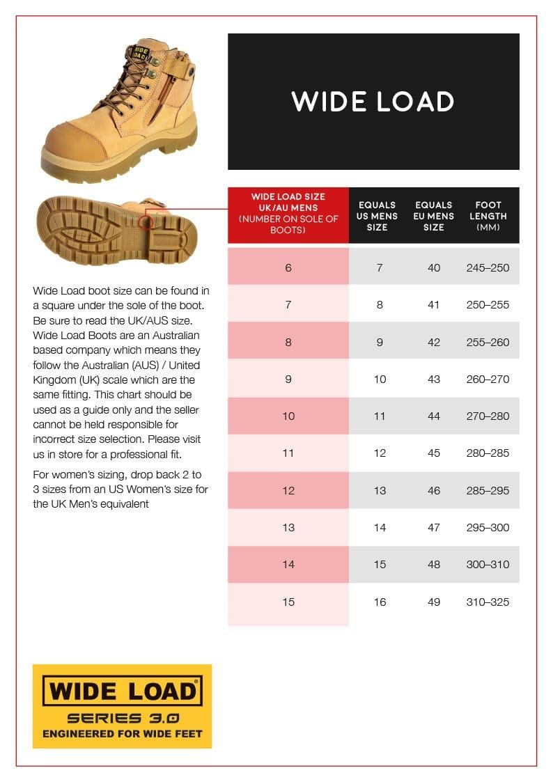 Us boot hot sale size chart