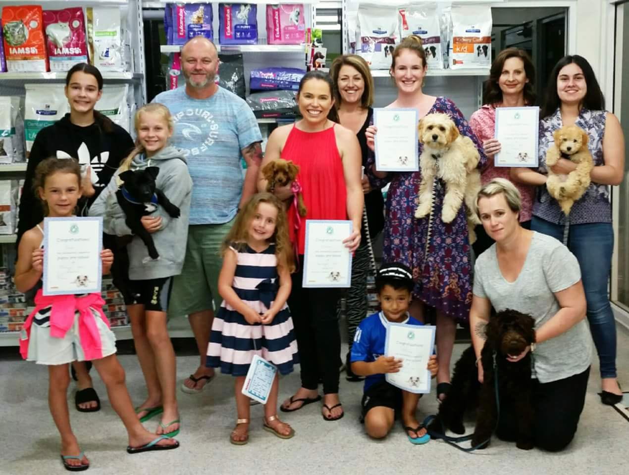 All Terrigal Vet Puppy Pre-School graduates learn important socialisation skills and develop basic manners like sit and stay