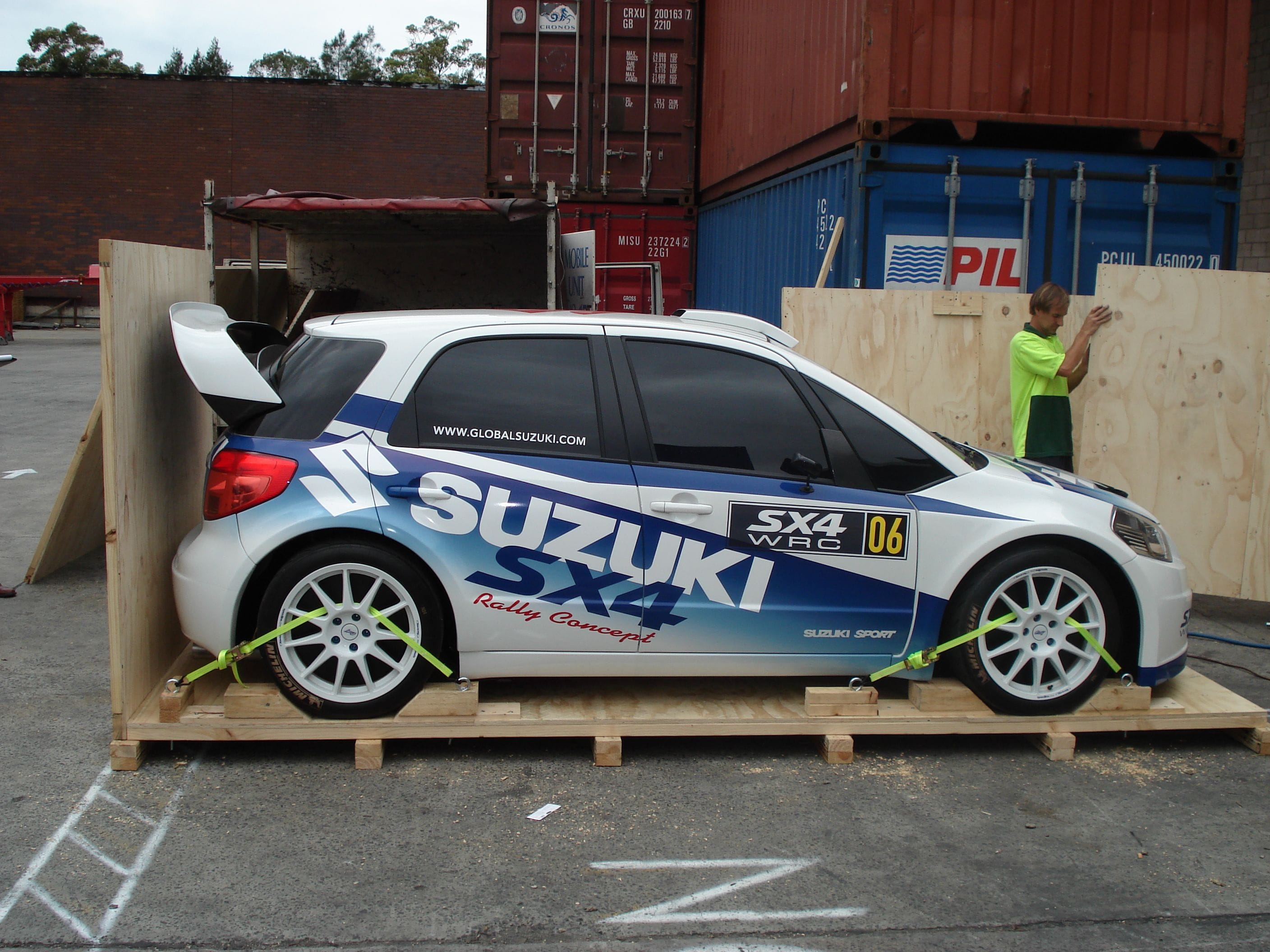 Scorpion International packing a rally car for forwarding