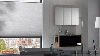 Sunway Cellular Blind - Top Down Bottom Up Sunway Cellular Blind, translucent fabric, Top Down Bottom Up application suitable for bathroom, window covering, manufactured in Perth