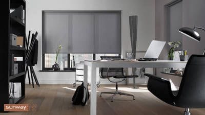 Sunway Roller Blind, grey translucent fabric, filters light but maintains privacy, suitable for living areas, Perth blinds, manufactured in Perth, Australia made