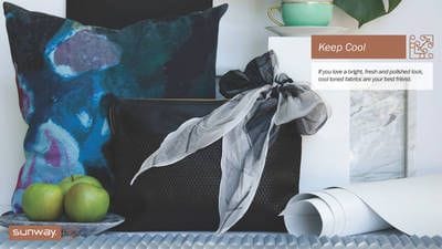 Keep Cool with Sunway Blinds Bright, fresh and polished look, cool toned fabrics are your best friend. Sunway 10mm cellular fabric. in style, on trend, fashion statement, Perth blinds, manufacted in Perth, Made in Australia