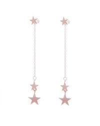 Rose Gold and Silver Double Star Earrings