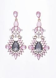 Pink and Grey Crystal Earrings