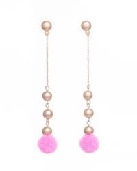 Pink & Gold Pom Pom Earrings