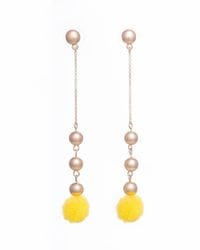 Yellow & Gold Pom Pom Earrings