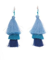 Blue Silk Tassel Earrings